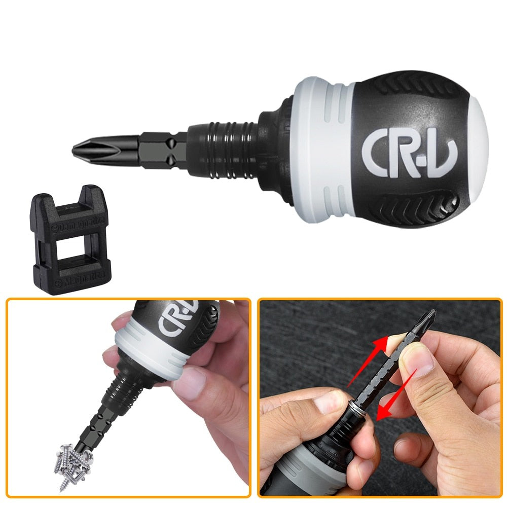 【Ratcheting Screwdriver】Mini Telescopic Magnetic Screwdriver with Ratchet Set Dual-purpose Phillips Slotted Ratcheting Screwdriver Handle Repair Tools