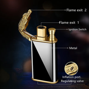 Alligator Dual Flame Metal Cigar Lighter