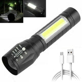 Strong Bright Flashlight Ultra Powerful Led Torch USB Rechargeable COB 7 Core Side Light 4 Modes Outdoor Adventure Flash Light