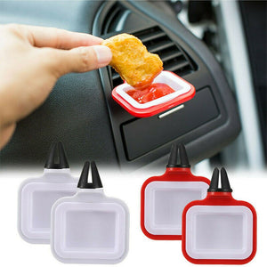 【2PCS Fries Sauce Holder  】2PCS Portable Universal Car French Fries Holder Sauce Stand Dip Clip Car Ketchup Rack Dipping Sauces Car Interior Car Styling