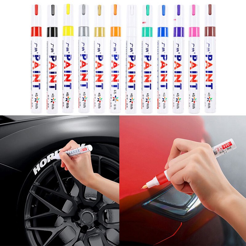 【Tire Painting Pen 】Paint Cleaner Car Wheel Tire Oily Painting Pen Auto Rubber Tyre Polishes Metal Permanent Marker Graffiti Touch Scratch Wet Wax