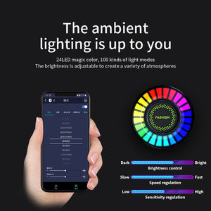 Symphony RGB APP LED Intelligent Aromatherapy Ambient Pickup Lamp Voice Control Decorative For Car Diffuser Vent Clip Fresh Air