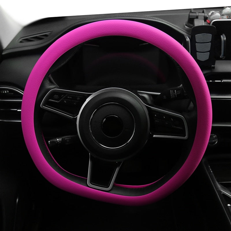 【Anti-slip Steering Wheel Protective】Universal Solid Color Anti-slip Silicone Car Steering Wheel Protective Cover Practical Non-slip Car Steering Wheel Cover Silicon