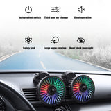 USB Vehicle Fan Dual Head Powerful 3-Speed Dashboard Summer Dual Head Fan Low Noise Car Auto Cooler with LED Lights