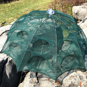 Strengthened 4-8 Holes Automatic Fishing Net Shrimp Cage Nylon Foldable Fish Trap Cast Net Cast Folding Fishing Network Outdoor