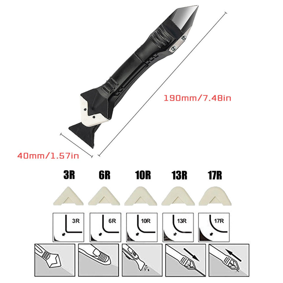 5-in-1 Silicone Scraper Caulk Remover Tool Set