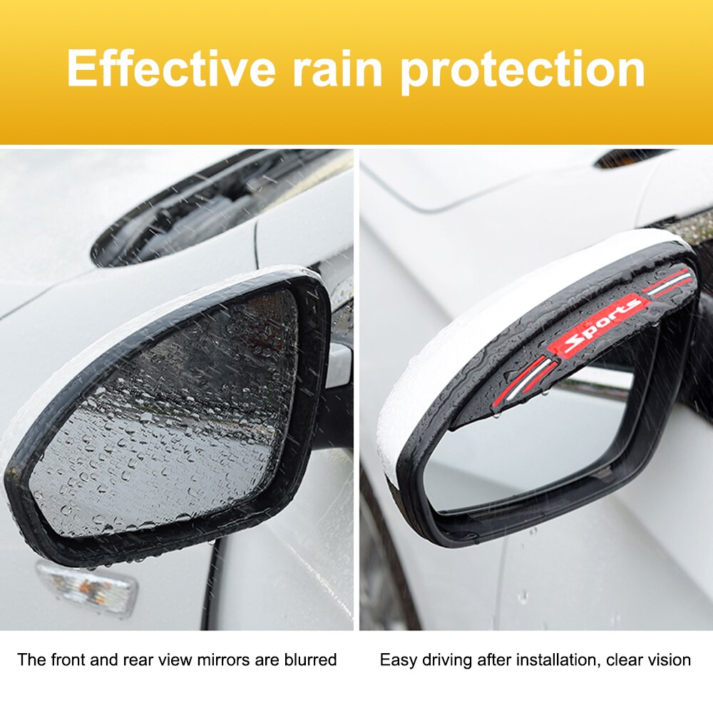 2Pcs Car Rearview Mirror Rain Shield Snow Guard Sun Visor Shade Protector