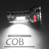 Strong Bright Flashlight Ultra Powerful Led Torch USB Rechargeable COB 7 Core Side Light 4 Modes Outdoor Adventure Flash Light