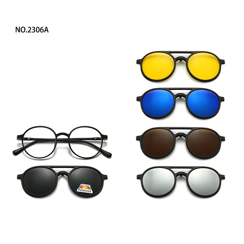 love609---6 In 1 Custom Men Polarized Optical Magnetic Sunglasses