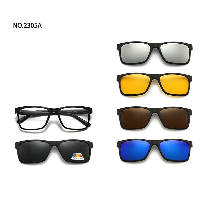 love609---6 In 1 Custom Men Polarized Optical Magnetic Sunglasses