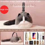 2023 Blue & White cat Tote Bag | Furry Cat Bag