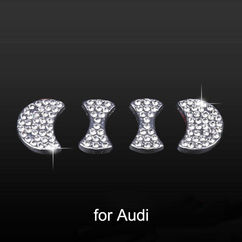 【LV018】3D Diamond Car Steering Wheel Logo Decoration Stickers Bling Rhinestone Auto Interior Accessories for Girls