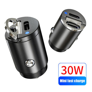 【Mini Fast Charger】USB Fast Charger Mini QC 4.0 3.0 Quick Charge Type C PD Charger Adapter 30W PD+QC/PD+PD Car Charger