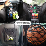 【LV008】Car Storage Net Bag Between Seats Car Divider Pet Barrier Stretchable Elastic Mesh Bag Organizer Auto Accessories