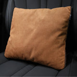 Suede Car Neck Pillow - Foldable Lumbar Support