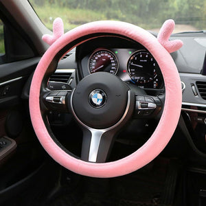 (Free Shipping Now) Cute Steering Wheel Covers for Women Winter Warm Fluffy Steering Wheel Cover 15 Inch Universal Fit
