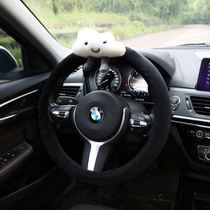 (Free Shipping Now) Cute Steering Wheel Covers for Women Winter Warm Fluffy Steering Wheel Cover 15 Inch Universal Fit