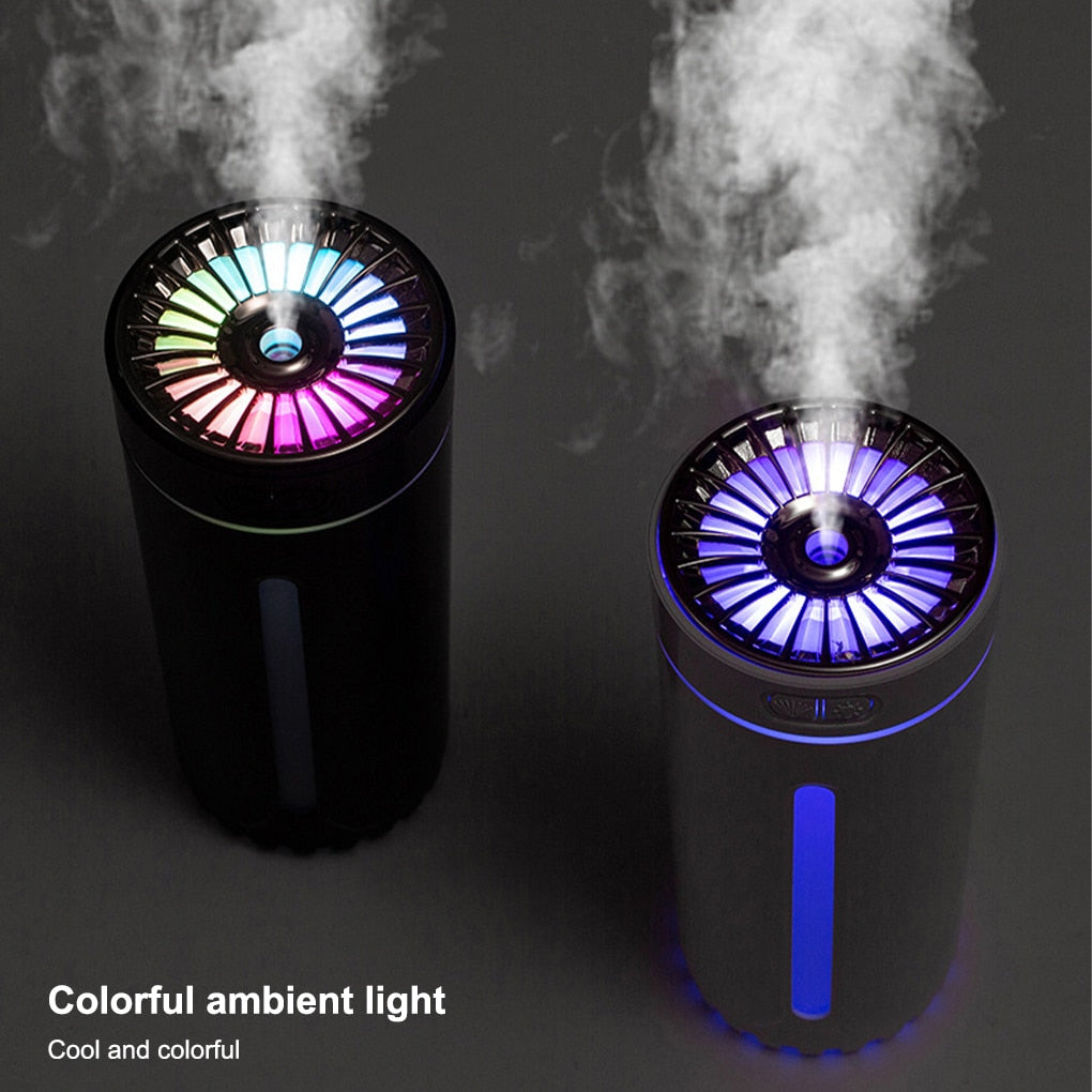 【LED Air Humidifier】Air Humidifier Timing Auto-off USB Diffuser Portable Car Humidification Mist Maker Equipment for Bedside Black