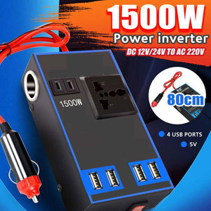 【Car Power Inverter】1500W Car Power Inverter 12V 24V To 220V  Car Mobile Phone USB Charging Truck Home Socket Auto Charger Converter Adapter