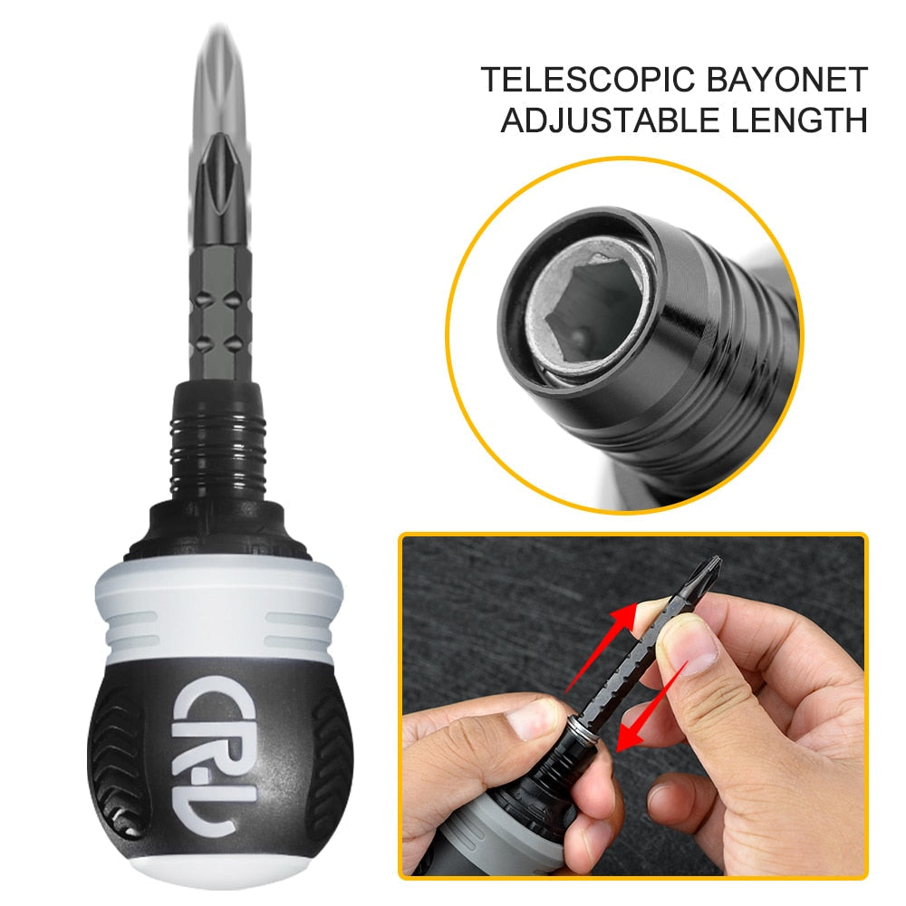 【Ratcheting Screwdriver】Mini Telescopic Magnetic Screwdriver with Ratchet Set Dual-purpose Phillips Slotted Ratcheting Screwdriver Handle Repair Tools