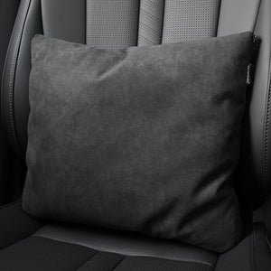 Suede Car Neck Pillow - Foldable Lumbar Support