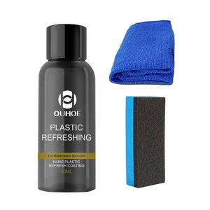 【LEZ103】Car Maintenance Specialist Nano Plastic Refresh Coating Refurbish Agent Cleaning Products Restorer Cleaner with Sponge Towel Kit