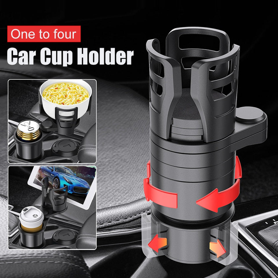 【4In1 Car Cup Holder】4 In 1 Multifunctional Adjustable Car Cup Holder Expander Adapter Base Tray Car Drink Cup Bottle Holder AUTO Car Stand Organizer