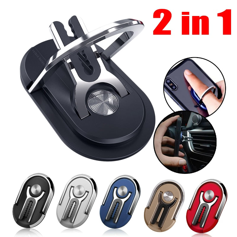 【LV258】Air Vent Car Phone Holder 2 In 1 Portable Phone Holder Stand Finger Ring