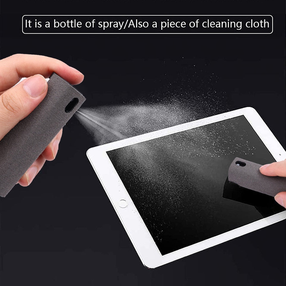 【2in1 Phone Screen Cleaner】Portable 2 In 1 Phone Screen Cleaner Spray Computer Mobile Screen Dust Remover Microfiber Cloth For iPhone iPad Apple Polish