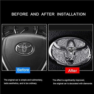 【LV018】3D Diamond Car Steering Wheel Logo Decoration Stickers Bling Rhinestone Auto Interior Accessories for Girls