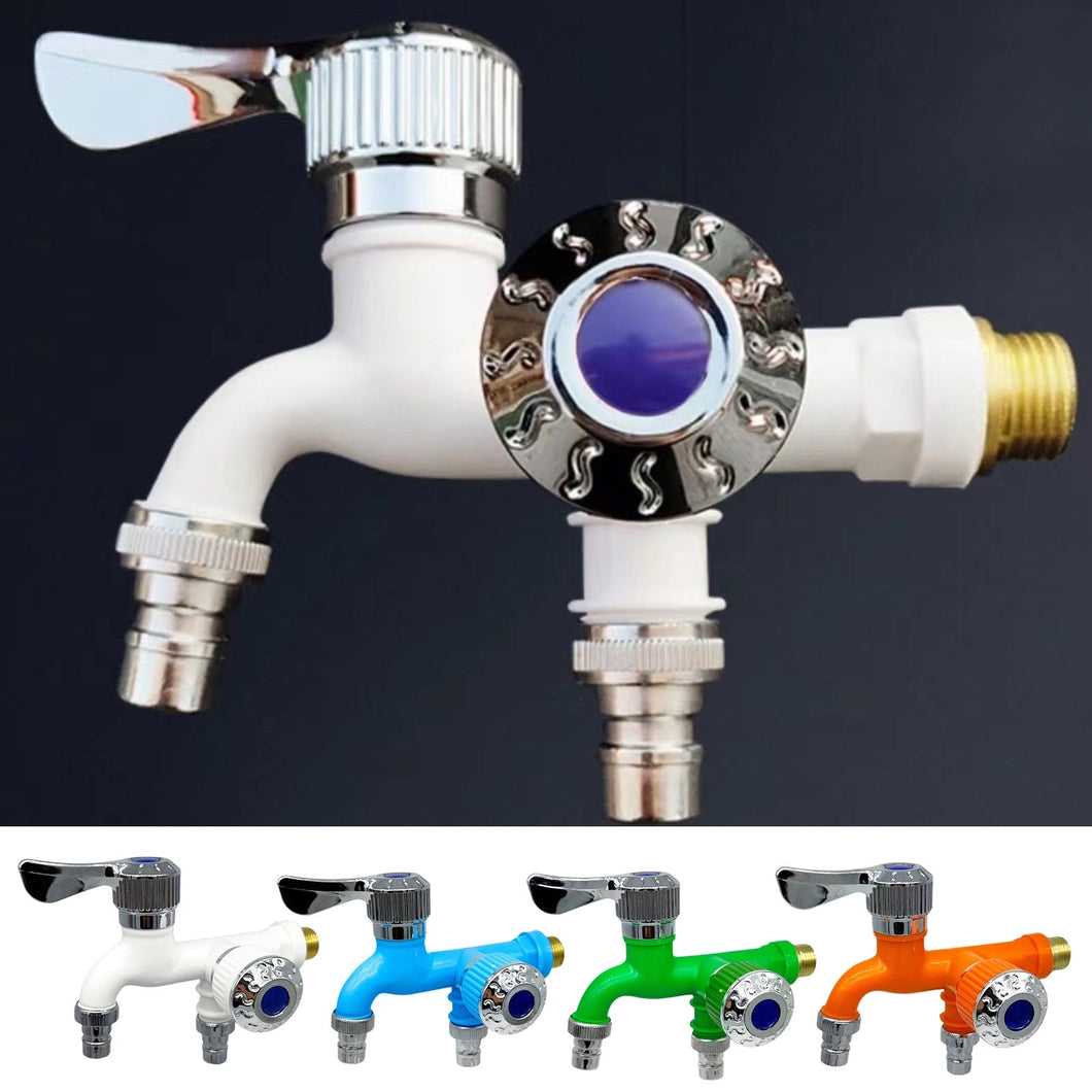 【LH222】Garden Faucets One-in-two-out Fast Bidet Taps Wall Mounted Bibcocks Double Water Outlet Bathroom Faucets Gadgets