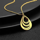Personalized Engraved Necklace Drop Shaped Family Necklace in Golden For Mom