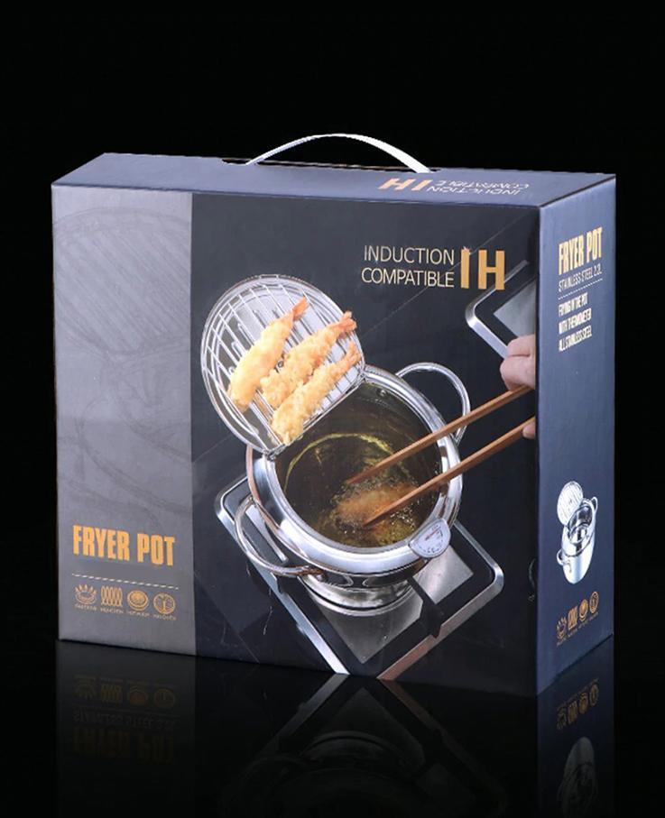 Stainless steel deep frying pot