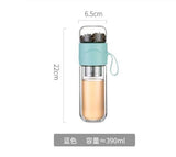 390ml Portable Double Wall Glass Travel Tea Infuser Bottle