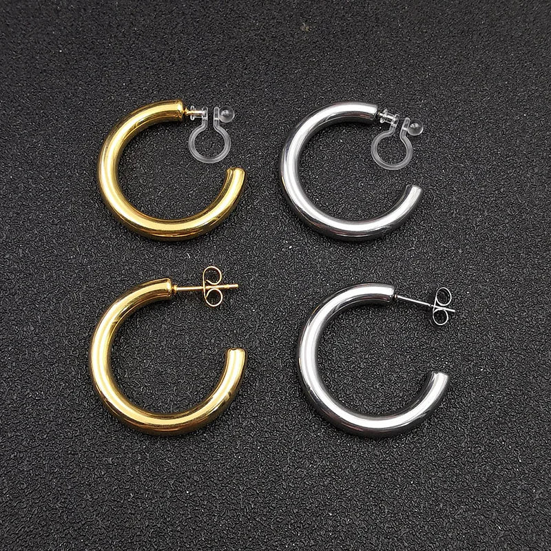 Gold C-Shaped Earrings Set (6pcs)