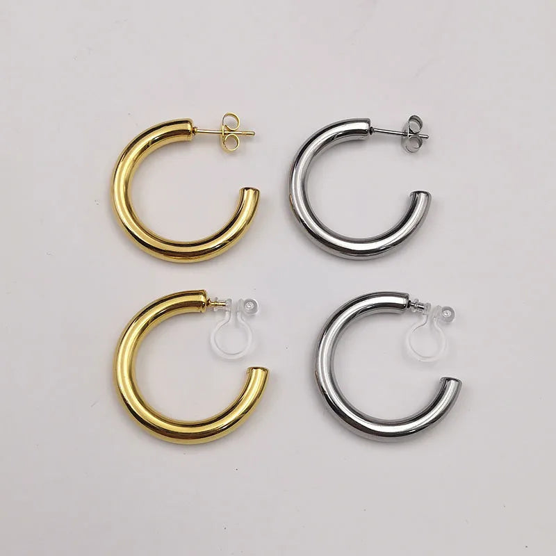 Gold C-Shaped Earrings Set (6pcs)