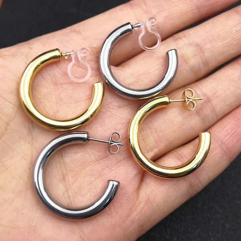 Gold C-Shaped Earrings Set (6pcs)