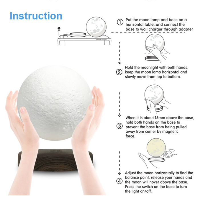 The Moon  Lamp - 3D Printed Model -7 inch Diameter