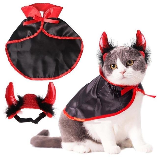 Pet Cosplay Cloak Horn Costume