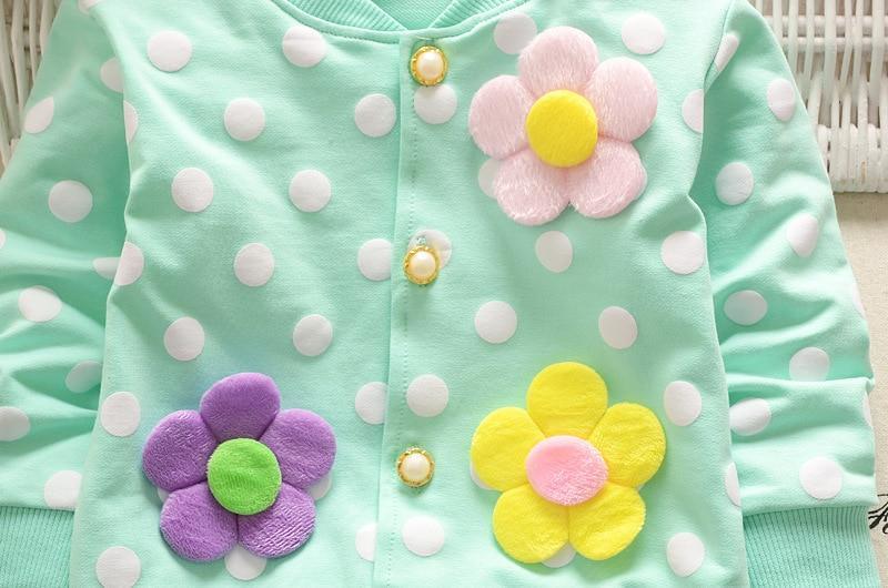 Baby Girls Outwear Flowers Coats Button Warm Toddler