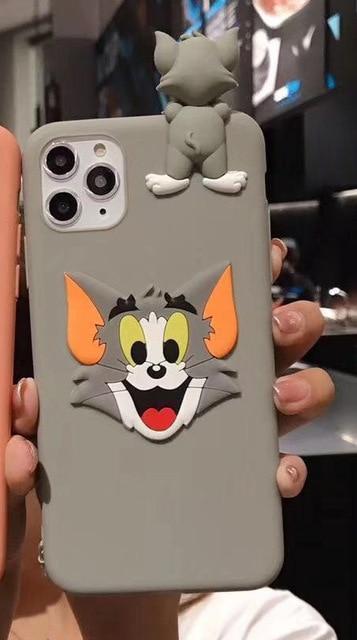 3D Tom Cat Jerry Mouse Scrub iphone 11 MAX XR XS 8 plus phone cases