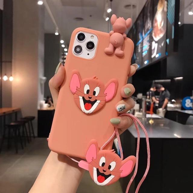 3D Tom Cat Jerry Mouse Scrub iphone 11 MAX XR XS 8 plus phone cases