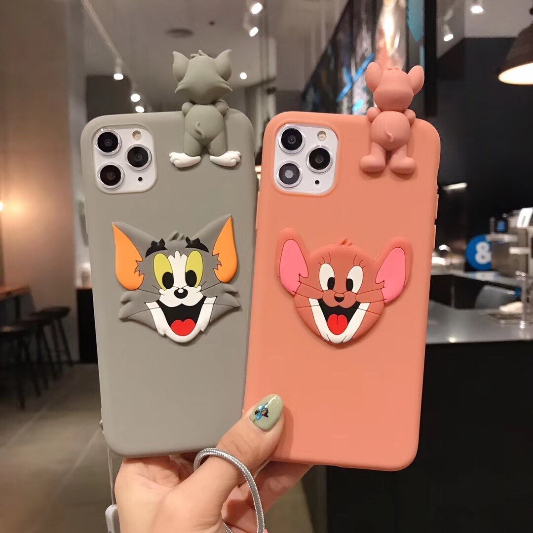 3D Tom Cat Jerry Mouse Scrub iphone 11 MAX XR XS 8 plus phone cases