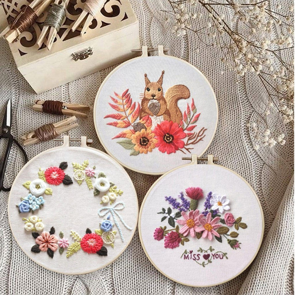 Flower Embroidery Kit Set for Beginners