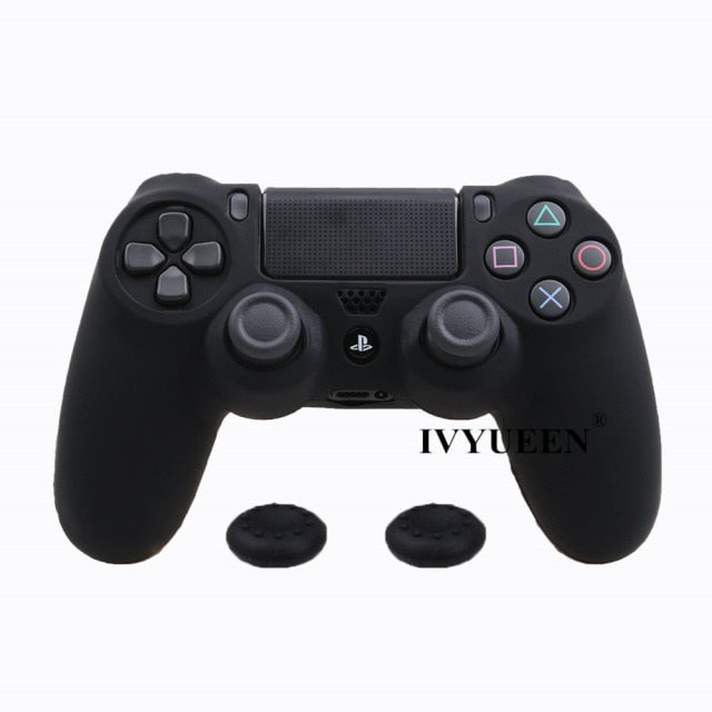 IVYUEEN for Sony Dualshock 4 PS4 DS4 Slim Pro Controller Silicone Protective skin + Thumb Grip Caps for PlayStation 4