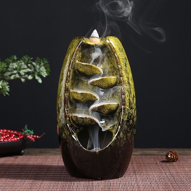 Ceramic Waterfall Smoke Incense Burner