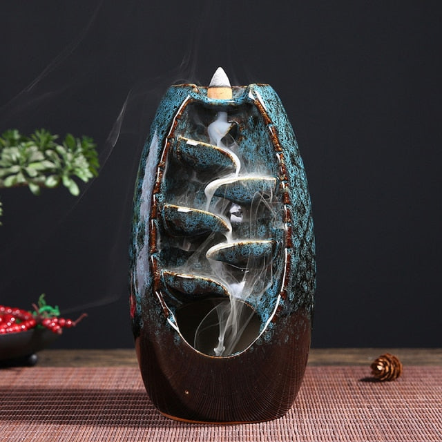 Ceramic Waterfall Smoke Incense Burner