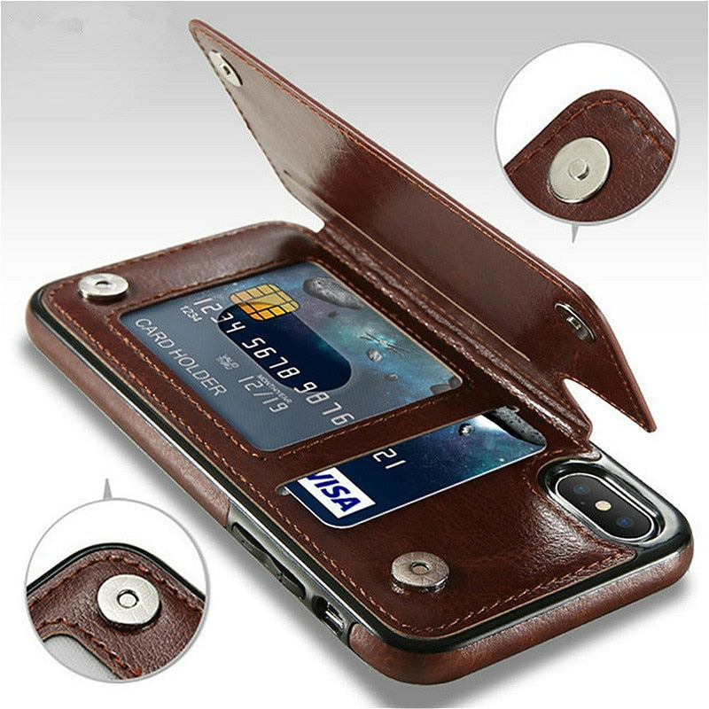 Luxury Leather Wallet card holder For iPhone