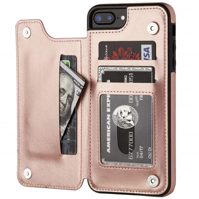 Luxury Leather Wallet card holder For iPhone