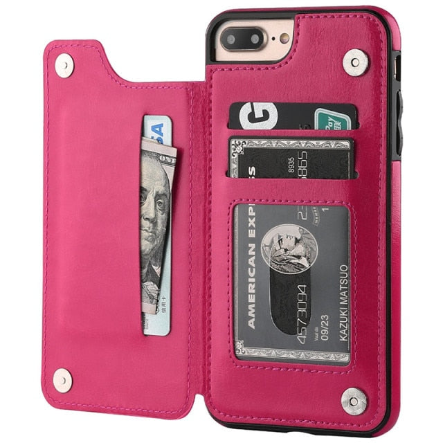 Luxury Leather Wallet card holder For iPhone